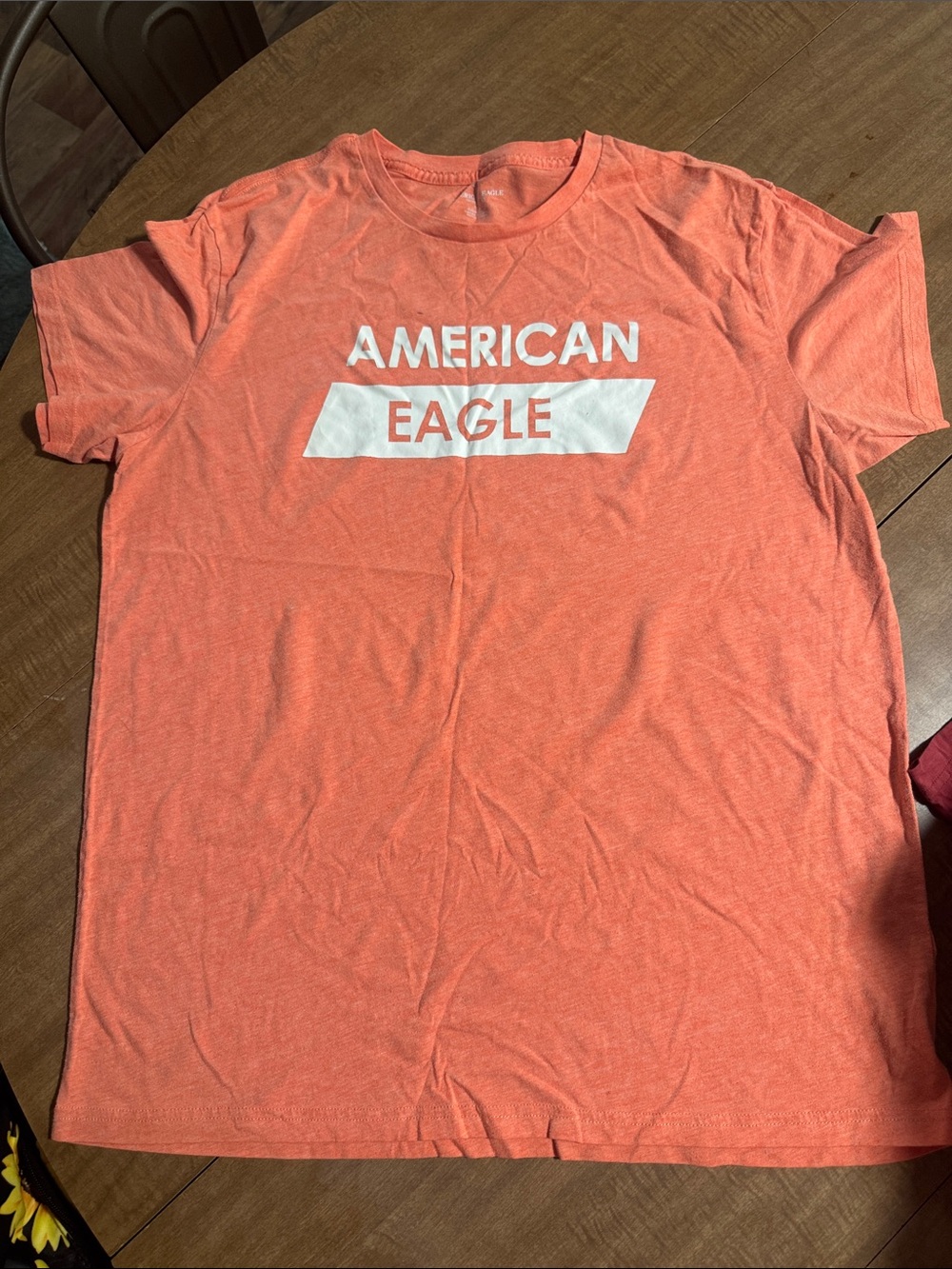 American Eagle Outfitters Men's Coral Crewneck Logo Tee